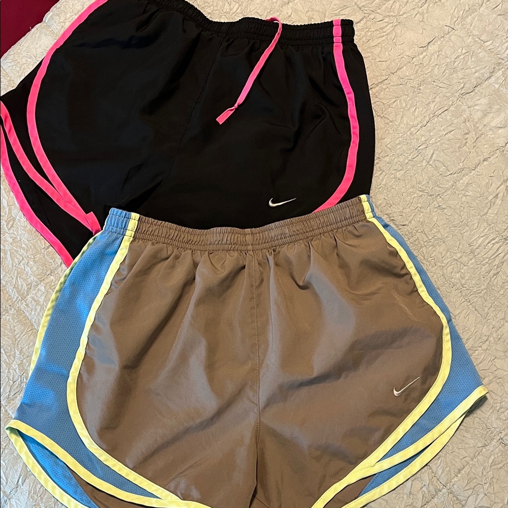 Nike Women's Athletic Shorts - Black with Pink and Brown with Blue